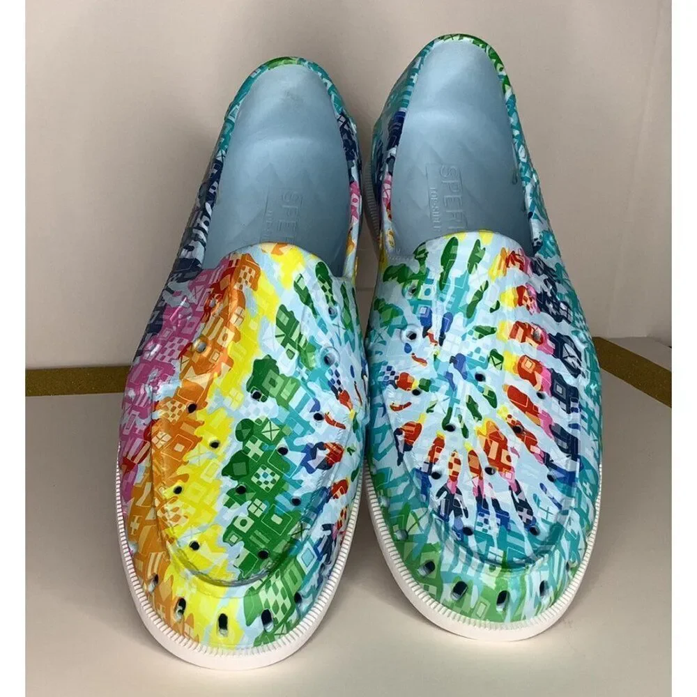 Sperry Men's 12m Authentic original Pride blue multi slip on boat shoe - New